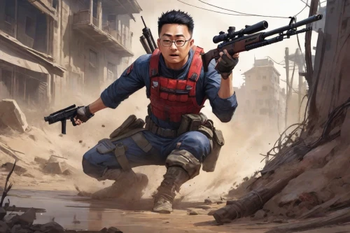 gungdo,xiangwei,wuhan''s virus,game illustration,medic,mercenary,shooter game,guilinggao,sniper,detonator,chinese background,infiltrator,sci fiction illustration,aaa,instructor,cg artwork,lost in war,marksman,hong,game art,Digital Art,Comic