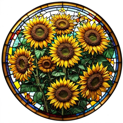 sunflowers in vase,sunflower lace background,sunflower coloring,helianthus sunbelievable,decorative plate,helianthus,sunflowers,sun daisies,sun flowers,floral ornament,round window,stained glass pattern,barberton daisies,stained glass window,sunflower seeds,sunflower,glass painting,flowers mandalas,sunflower paper,stained glass