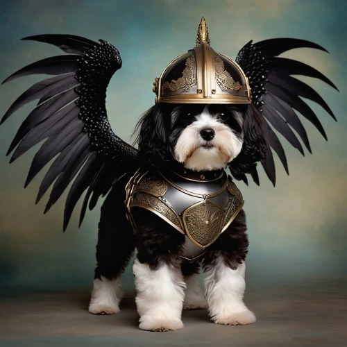 dog angel,king charles spaniel,griffon bruxellois,shih tzu,griffin,chinese imperial dog,king of the ravens,animals play dress-up,tibetan terrier,armored animal,morkie,japanese chin,dwarf bulldog,pekingese,legerhond,emperor,german spaniel,regulorum,heraldic animal,cordoba fighting dog,Photography,Artistic Photography,Artistic Photography 14