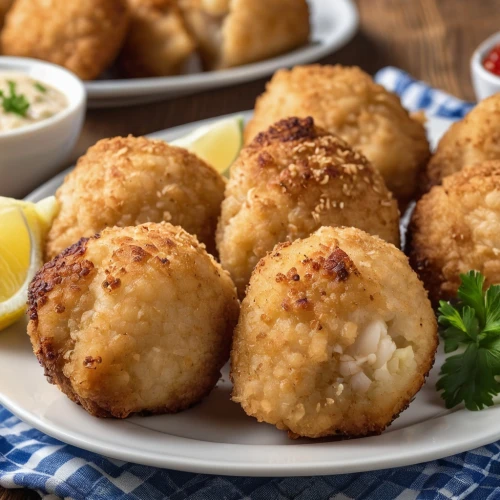 arancini,fishcake,scampi,cotoletta,potato cakes,knödel,shrimp croquette,kourabiedes,fish rolls,potato patties,salmon cakes,rissole,fried fritters,cordon bleu,croquette,korokke,portapalillos,panko,fritters,clam cake