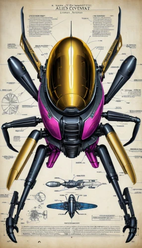 drone bee,wasp,scarab,hornet,kryptarum-the bumble bee,quadcopter,aquanaut,the stag beetle,hudson wasp,carrack,spacecraft,drone phantom,rotorcraft,tiltrotor,bumblebee,sci fiction illustration,gyroplane,stag beetle,bumblebee fly,submersible,Unique,Design,Blueprint
