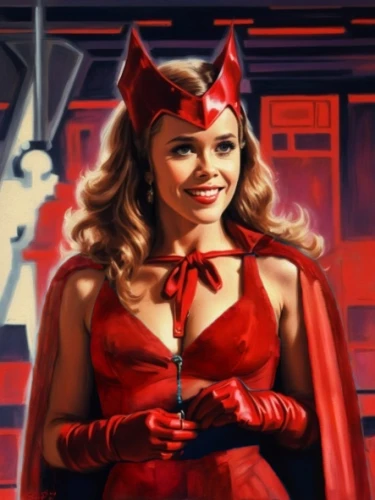 scarlet witch,maraschino,red super hero,captain marvel,flight attendant,stewardess,red bow,retro woman,yuri gagarin,red arrow,red,lady in red,red ribbon,satin bow,devil,super heroine,latex gloves,evil woman,star mother,red riding hood