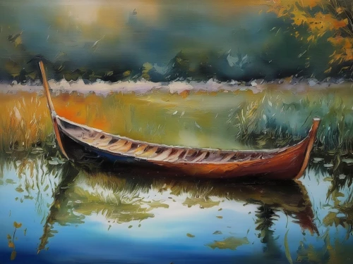 boat landscape,row boat,wooden boat,canoe,rowboat,fishing float,rowboats,boat on sea,water boat,canoes,row-boat,fishing boat,oil painting on canvas,wooden boats,long-tail boat,little boat,rowing boat,oil painting,swan boat,sailing-boat,Illustration,Paper based,Paper Based 04
