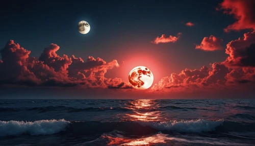photo manipulation,photomanipulation,moon and star background,fantasy picture,photoshop manipulation,blood moon,blood moon eclipse,space art,sun and moon,heaven and hell,celestial bodies,moon and star,phase of the moon,fire and water,ocean background,hanging moon,celestial body,3d fantasy,orb,god of the sea,Photography,General,Realistic