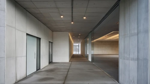 concrete ceiling,exposed concrete,hallway space,hallway,daylighting,concrete slabs,structural plaster,corridor,archidaily,concrete construction,entry path,walkway,glass facade,gallery,concrete wall,reinforced concrete,concrete,structural glass,contemporary,assay office,Photography,General,Realistic