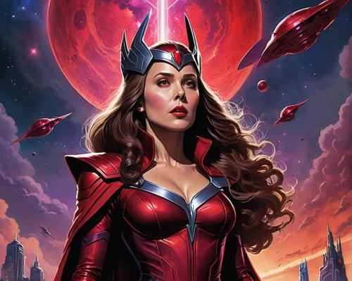 scarlet witch,darth talon,captain marvel,fantasy woman,blood moon eclipse,goddess of justice,wanda,red super hero,head woman,star mother,evil woman,super heroine,cg artwork,blood moon,huntress,marvels,queen of hearts,sci fiction illustration,the enchantress,wonder woman city,Conceptual Art,Sci-Fi,Sci-Fi 20