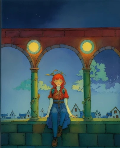 merida,asuka langley soryu,fantasia,night scene,ariel,lamplighter,the girl at the station,cd cover,game illustration,transistor,fairy tale character,little mermaid,light of night,angel bridge,woman at the well,cinderella,background image,children's background,night watch,lights serenade,Illustration,Realistic Fantasy,Realistic Fantasy 04