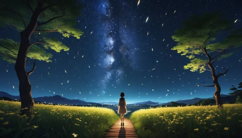 world digital painting,falling stars,starry sky,the night sky,the path,universe,fireflies,milky way,fantasy picture,the universe,star sky,stargazing,night stars,night sky,starry night,falling star,the milky way,astronomical,the stars,the mystical path,Photography,General,Realistic