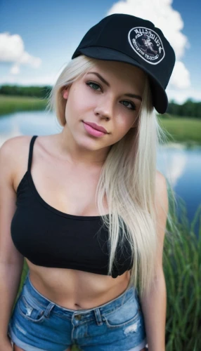 girl wearing hat,everglades,farm girl,greta oto,trucker hat,countrygirl,stream,heidi country,the blonde in the river,motorboat,toni,blonde woman,motorboat sports,hat womens,lira,blonde girl,olallieberry,motorboats,belarus byn,ammo,Conceptual Art,Oil color,Oil Color 05