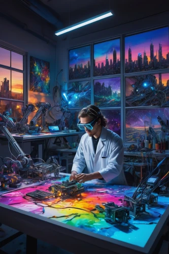 sci fi surgery room,painting technique,fish-surgeon,meticulous painting,glass painting,operating room,operating theater,sci fiction illustration,3d fantasy,cyberpunk,powerglass,pathologist,children's operation theatre,playmat,jigsaw puzzle,building sets,women in technology,artists,cg artwork,art tools,Illustration,American Style,American Style 02