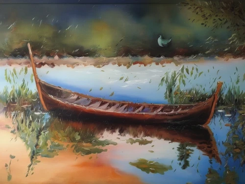 boat landscape,dugout canoe,wooden boat,canoe,row boat,canoes,oil painting on canvas,fishing float,khokhloma painting,rowboats,rowboat,oil painting,picnic boat,wooden boats,rowing boat,oil on canvas,row-boat,water boat,viking ship,fishing boat,Illustration,Paper based,Paper Based 04