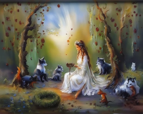 fantasy picture,nativity,children's fairy tale,fairy forest,fantasy art,nativity scene,nativity of jesus,a fairy tale,enchanted forest,nativity of christ,garden of eden,the manger,fairy tale,autumn idyll,secret garden of venus,church painting,children's background,fairytale,holy forest,hare krishna,Illustration,Paper based,Paper Based 04