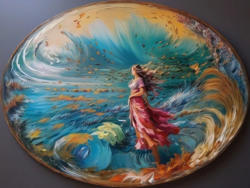 glass painting,water lily plate,decorative plate,glass sphere,wooden plate,in the resin,colorful glass,tea art,water nymph,plate full of sand,serving bowl,crystal ball,soap dish,crystal ball-photography,hands holding plate,vintage dishes,boho art,tibetan bowl,wooden bowl,pour,Illustration,Paper based,Paper Based 04