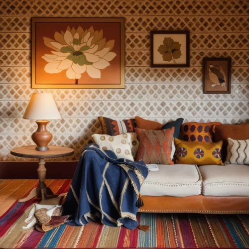 moroccan pattern,patterned wood decoration,yellow wallpaper,interior decor,contemporary decor,the living room of a photographer,interior decoration,scandinavian style,sitting room,home interior,ethnic design,boho art,traditional patterns,shabby-chic,modern decor,mid century modern,slipcover,guestroom,vintage wallpaper,decor,Photography,General,Realistic