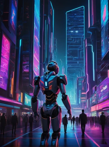 cyberpunk,futuristic,cyber,scifi,hk,mech,metropolis,dystopia,dystopian,nova,mecha,shinjuku,cyberspace,pedestrian,sci - fi,sci-fi,sci fiction illustration,dusk background,would a background,robot,Illustration,Retro,Retro 04