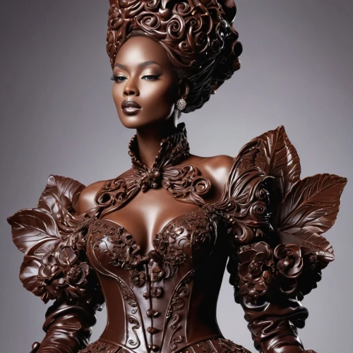 baroque angel,beautiful african american women,african american woman,steampunk,dark chocolate,black woman,bronze sculpture,beautiful bonnet,african art,african woman,woman sculpture,milk chocolate,decorative figure,rococo,black skin,victorian lady,bodice,black models,baroque,chocolatier,Photography,Fashion Photography,Fashion Photography 03