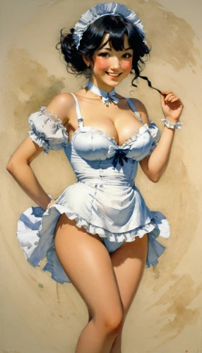 the sea maid,pinup girl,retro pin up girl,pin-up girl,valentine pin up,pin up girl,retro pin up girls,pin ups,valentine day's pin up,pin-up girls,pin-up,pin-up model,watercolor pin up,maid,female doll,pin up,milkmaid,retro woman,pin up girls,woman with ice-cream,Illustration,Paper based,Paper Based 23