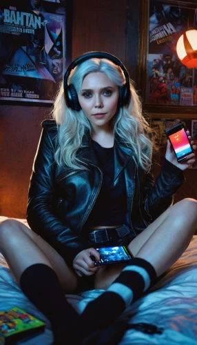 sega genesis,sega mega drive,sega,vinyl player,atari lynx,gamecube,music player,gamer,walkman,portable media player,cyberpunk,gamer zone,android tv game controller,harley quinn,headphones,blonde girl with christmas gift,music on your smartphone,audio player,headphone,mobile gaming,Conceptual Art,Fantasy,Fantasy 20