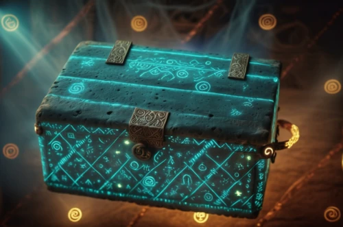 treasure chest,attache case,lyre box,life stage icon,leather suitcase,briefcase,old suitcase,suitcase,card box,giftbox,constellation lyre,magic grimoire,music chest,musical box,wallet,carrying case,turquoise leather,baggage,gift box,pirate treasure,Photography,General,Realistic