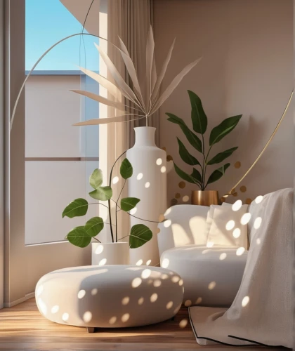 modern decor,house plants,wall lamp,nursery decoration,window blinds,bedside lamp,table lamp,interior decoration,heracleum (plant),windowsill,contemporary decor,window sill,floor lamp,bedroom window,houseplant,morning light,interior decor,window treatment,decor,visual effect lighting,Photography,General,Realistic