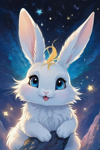 white bunny,fennec,white rabbit,little bunny,ori-pei,bunny,little rabbit,constellation unicorn,bun,fantasia,no ear bunny,lux,easter banner,easter theme,unicorn,easter background,deco bunny,thumper,unicorn background,rabbit owl,Illustration,Japanese style,Japanese Style 06