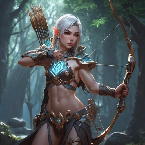 female warrior,dark elf,tiber riven,fantasy warrior,warrior woman,wood elf,bow and arrows,male elf,swordswoman,elza,massively multiplayer online role-playing game,longbow,fantasy woman,huntress,dane axe,bows and arrows,eufiliya,elven,sorceress,fantasy art,Conceptual Art,Fantasy,Fantasy 01