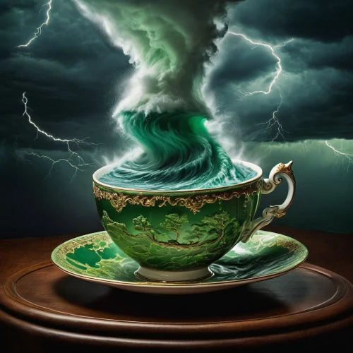 pouring tea,lucky tea,tea cup,teacup,a cup of tea,coffee tea illustration,peppermint tea,chinese teacup,cup and saucer,cup of tea,tea art,coffee background,cup of coffee,tea cups,crème de menthe,green dragon,a cup of coffee,cauldron,tea zen,caffè americano,Illustration,Realistic Fantasy,Realistic Fantasy 40