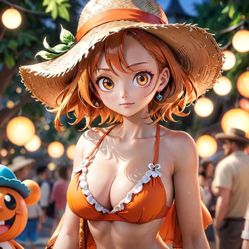 nami,straw hat,summer hat,coconut hat,one piece,alibaba,one-piece swimsuit,sun hat,orange,sanya,hinata,bali,summer background,high sun hat,oranges,festival,straw hats,summer crown,orange color,mock sun hat,Anime,Anime,Cartoon