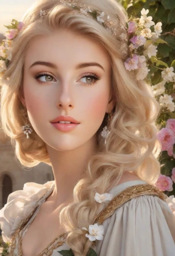 jessamine,white rose snow queen,bridal jewelry,celtic woman,fantasy portrait,romantic look,beautiful girl with flowers,romantic portrait,fairy queen,cinderella,faery,fantasy woman,enchanting,scent of roses,elven flower,aphrodite,bridal accessory,fantasy picture,wild roses,bridal clothing