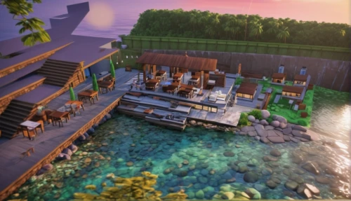 houseboat,popeye village,floating restaurant,floating islands,picnic boat,boat dock,artificial island,coastal motor ship,boat yard,boat harbor,ferry port,hydropower plant,house by the water,boat landscape,passenger ferry,floating stage,ship yard,aqua studio,boat rapids,artificial islands