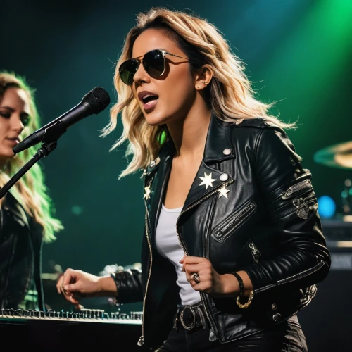 leather jacket,performing,playback,live performance,live concert,social,concert,sunglasses,ray-ban,rock concert,keyboard player,singer and actress,singing,havana brown,red green glasses,mic,brisbane,backing vocalist,rocker,sydney,Photography,General,Fantasy