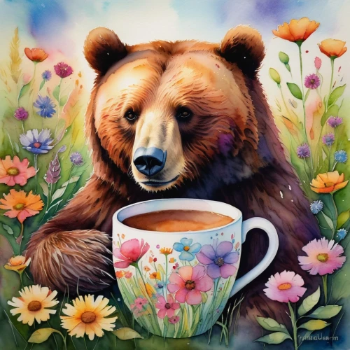 coffee tea illustration,ivan-tea,brown bear,a cup of coffee,cute bear,drinking coffee,a cup of tea,cup of coffee,tea time,bear kamchatka,coffee background,cup of cocoa,floral with cappuccino,coffee break,cup of tea,coffee time,cups of coffee,hot drink,tea art,tea drinking,Conceptual Art,Daily,Daily 32