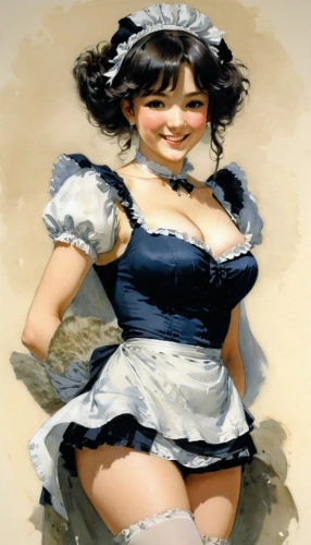 maid,the sea maid,crinoline,milkmaid,watercolor pin up,hostess,victorian lady,pinup girl,frilly,female doll,valentine pin up,pin-up girl,retro pin up girl,majorette (dancer),vintage doll,painter doll,barmaid,pin ups,porcelaine,valentine day's pin up,Illustration,Paper based,Paper Based 23