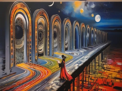 psychedelic art,meticulous painting,african art,art deco woman,art painting,indigenous painting,art deco background,panoramical,art deco,the mystical path,glass painting,artistic roller skating,surrealism,art gallery,musical background,indian art,astral traveler,art exhibition,fantasy art,oil painting on canvas,Illustration,Paper based,Paper Based 04