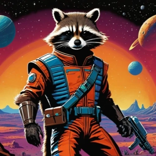 rocket raccoon,guardians of the galaxy,star-lord peter jason quill,raccoon,rocket,raccoons,north american raccoon,emperor of space,spacefill,patrol,sci fiction illustration,badger,sci fi,lando,patrols,nova,spaceman,mission to mars,space voyage,pandabear