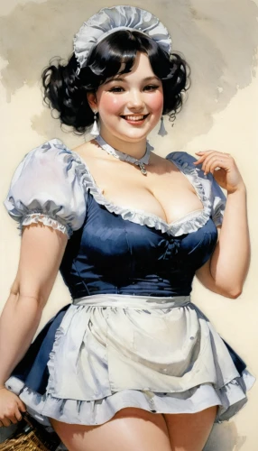 the sea maid,crinoline,maid,watercolor pin up,pinup girl,gordita,woman with ice-cream,woman holding pie,retro woman,retro pin up girl,pin-up girl,victorian lady,vintage woman,porcelaine,cinderella,rockabella,milkmaid,retro women,pin-up model,valentine pin up,Illustration,Paper based,Paper Based 23