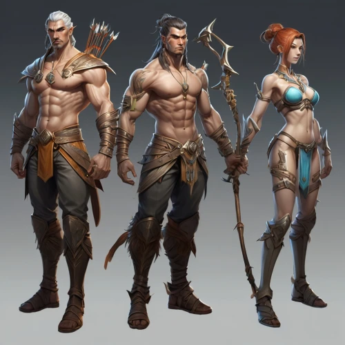 game characters,male character,massively multiplayer online role-playing game,barbarian,people characters,witcher,male elf,swordsmen,blacksmith,lancers,warrior and orc,characters,advisors,bow and arrows,figure group,concept art,protectors,dane axe,muscular build,collected game assets,Conceptual Art,Fantasy,Fantasy 01