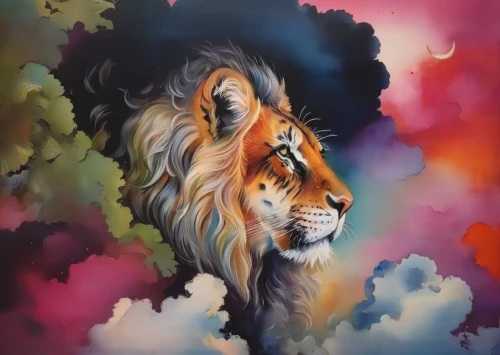 african lion,oil painting on canvas,lion,forest king lion,panthera leo,lion head,two lion,oil on canvas,oil painting,masai lion,lion - feline,tiger,male lion,lion white,lion number,a tiger,female lion,lioness,art painting,serengeti,Illustration,Paper based,Paper Based 04