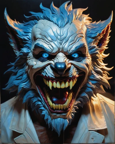 werewolf,snarling,wolfman,twitch icon,krampus,halloween masks,horror clown,blue tiger,werewolves,barong,scary clown,creepy clown,edit icon,tiger png,male mask killer,custom portrait,furta,lokportrait,tiger head,blue demon,Conceptual Art,Oil color,Oil Color 05