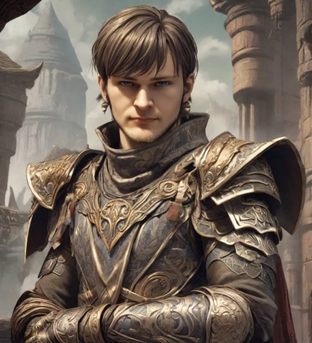 bran,male elf,joan of arc,paladin,massively multiplayer online role-playing game,tyrion lannister,male character,alexander,cullen skink,heroic fantasy,emperor,leo,king arthur,camelot,templar,athos,gabriel,the archangel,fantasy warrior,knight armor,Digital Art,Anime