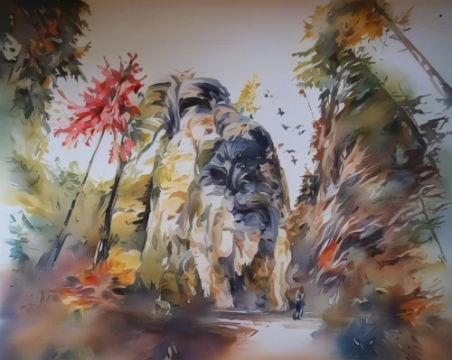 watercolor leaves,hunting scene,watercolour,watercolor painting,autumn landscape,autumn walk,watercolor background,watercolor,watercolor sketch,woman walking,autumn colouring,watercolor paint,the autumn,watercolor women accessory,water color,hikers,in the autumn,watercolor paper,watercolour frame,autumn forest,Illustration,Paper based,Paper Based 04