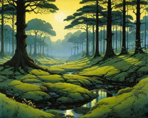 pine forest,forest landscape,brook landscape,the forests,forest,forests,cartoon forest,the forest,shirakami-sanchi,coniferous forest,forest glade,forest road,forest background,riparian forest,pine trees,travel poster,green forest,swampy landscape,fir forest,forest of dreams,Illustration,Realistic Fantasy,Realistic Fantasy 04
