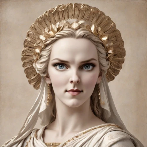 the prophet mary,medusa,cepora judith,priestess,fantasy portrait,mary-gold,artemisia,laurel wreath,seven sorrows,the angel with the veronica veil,portrait of christi,athena,aphrodite,zodiac sign libra,cleopatra,gorgon,mary 1,cybele,goddess of justice,baroque angel,Digital Art,Classicism