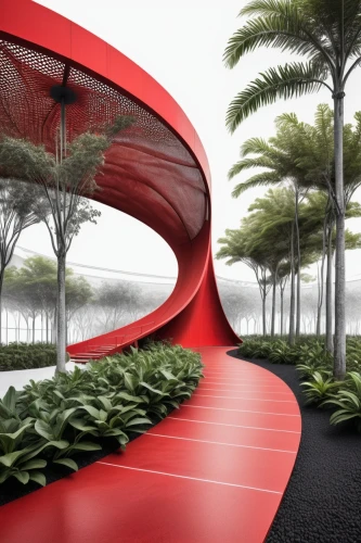 futuristic art museum,futuristic architecture,futuristic landscape,3d rendering,walkway,helipad,sky space concept,moving walkway,solar cell base,render,gardens by the bay,landscape red,landscape design sydney,bicycle path,singapore,virtual landscape,landscape designers sydney,garden design sydney,floating stage,feng shui golf course,Illustration,Black and White,Black and White 35