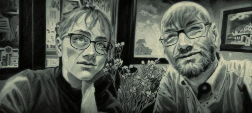 photo painting,silver framed glasses,pop art effect,glass painting,pop art people,effect pop art,old couple,digital photo,digiart,photo effect,potrait,art painting,american gothic,pencil art,chalk drawing,cool pop art,pensioners,charcoal drawing,man and boy,comic style,Art sketch,Art sketch,Comic