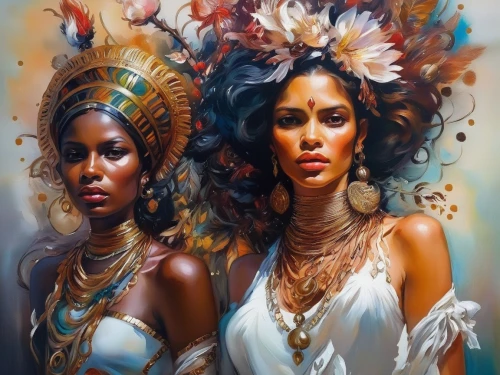 beautiful african american women,afro american girls,african art,african culture,boho art,african american woman,afro-american,afro american,aborigines,african woman,adornments,black women,oil painting on canvas,headdress,fantasy art,beautiful women,afroamerican,black woman,angolans,young women,Illustration,Paper based,Paper Based 04