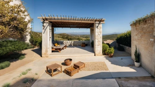 provencal life,pergola,outdoor table and chairs,puglia,outdoor table,roof terrace,outdoor furniture,gordes,tuscan,mallorca,patio,outdoor dining,apulia,roof landscape,provence,holiday villa,dunes house,bouleuterion,priorat,patio furniture