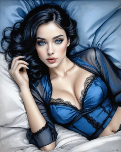 blue pillow,woman on bed,girl in bed,blue rose,fantasy art,bed linen,jasmine blue,bed sheet,blue painting,blue enchantress,throw pillow,mazarine blue,woman laying down,fantasy woman,bed,lotus art drawing,ojos azules,world digital painting,the sleeping rose,fantasy picture,Illustration,Realistic Fantasy,Realistic Fantasy 07