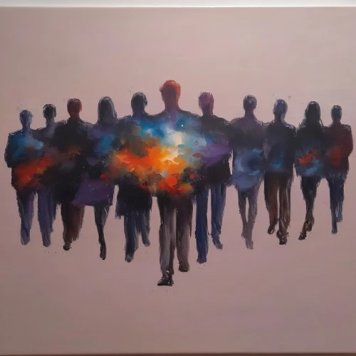 group of people,graduate silhouettes,migration,figure group,oil on canvas,mannequin silhouettes,oil painting on canvas,collective,audience,pentecost,women silhouettes,color pencil,abstract corporate,popular art,people walking,color table,human chain,self unity,connectedness,art exhibition,Illustration,Paper based,Paper Based 04