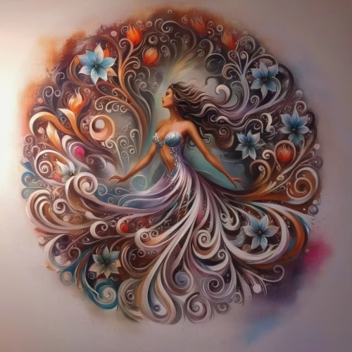 wall painting,bodypainting,wall decoration,glass painting,chalk drawing,decorative fan,wall art,fabric painting,meticulous painting,smoke art,fractals art,colorful spiral,body painting,decorative art,art nouveau,swirling,wall paint,belly painting,boho art,graffiti art,Illustration,Paper based,Paper Based 04